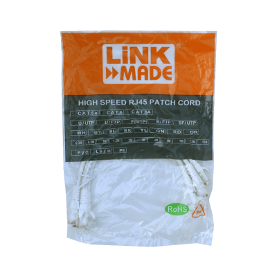 CP6W-03-4 LINKMADE Pack de 4 latiguillos de red de 30cm, categoría 6 UTP, color blanco, cubierta LSZH, cable inyectado multifilar 4x0,3m