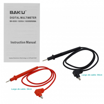 MULTI-1 BAKU Multímetro Digital BK-9205B con Batería de 9V Incluida, Escala 1000VDC, 750VAC y 10A