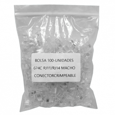 4RJ-B Empaque 100-piezas 6P4C RJ11/RJ14 Conector Macho para Crimpar