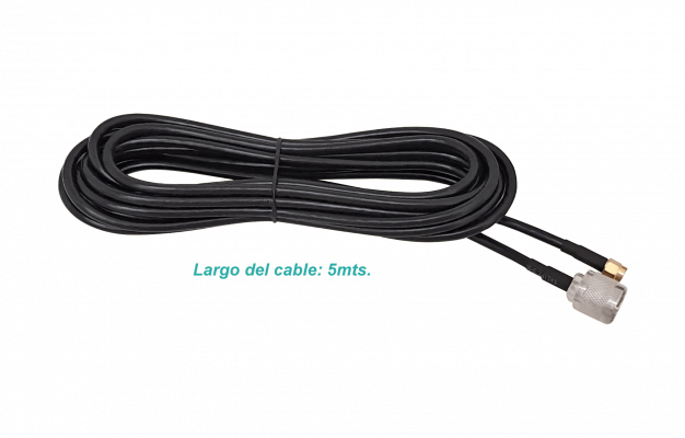 RM2NM-5 5mt RPSMA-Macho N-Macho LMR195 Cable Coaxial Negro
