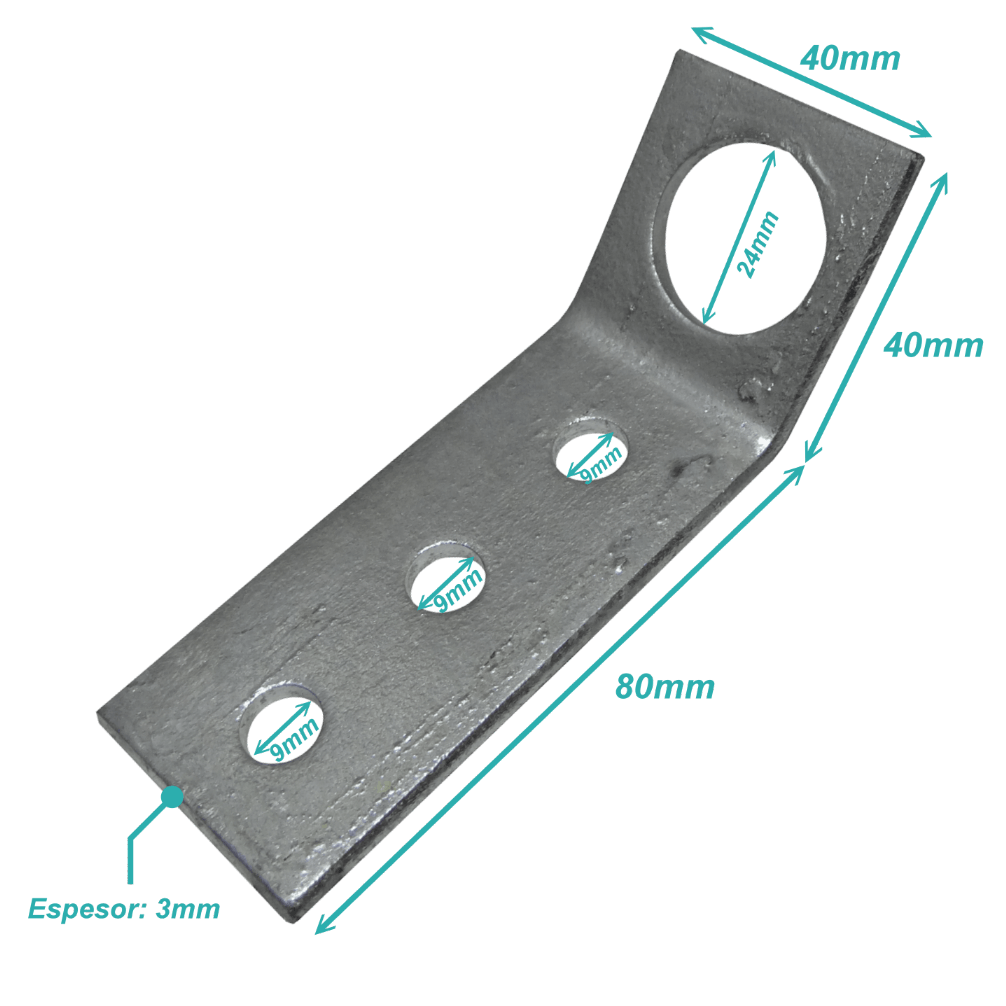 MAST-FA LINKMADE SUJECIÓN PARA VIENTOS CON PERFORACIÓN ANGULAR 80x40x3mm Galvanizado