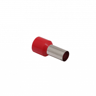 E35-16-R Terminal Ferrul Aislado de Color Rojo para Crimpar, Calibre AWG2 (35,0mm²) con 16 Hilos de 30,0mm, Paquete de 25 Unidades