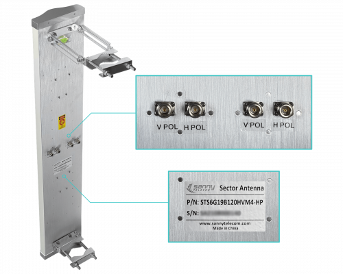 SEC-6G19-120 SANNY Antena Sectorial 6GHz ganancia 19dBi apertura 120-Grados conector N-Hembra rango 4900-6500MHz