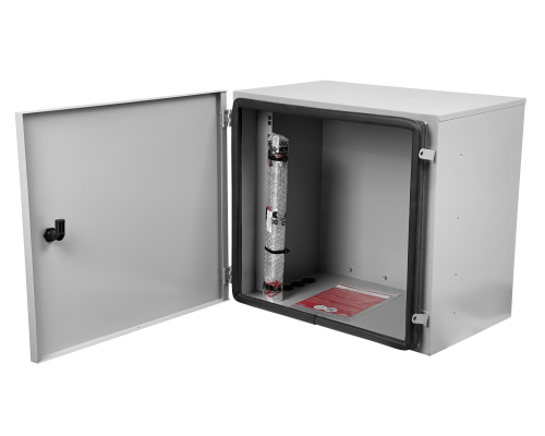 RK10-3PE ALGCOM Gabinete de Exterior 10U 509x340mm IP54 para Montaje en Poste o Suelo Acero Galvanizado
