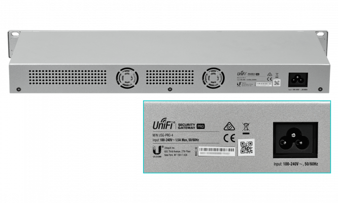 USG-PRO-4 UBIQUITI UniFi 2-1000-LAN 2-SFP-Combo-WAN Consola-RJ45/USB Enrutador Bastidor