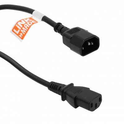 CCMC-5 Extensión eléctrica de 5 metros Color negro Conectores macho a hembra Tipo C13 a C14 Capacidad 10A Cable 3x1,0mm² Longitud 500cm