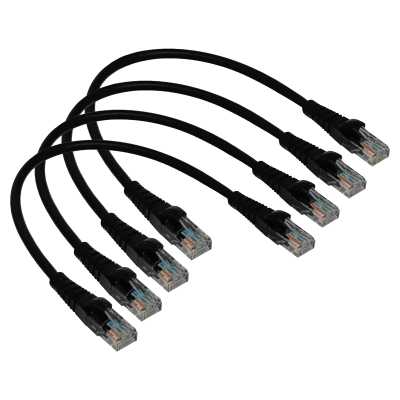 CPN-03-4 LINKMADE 4 Unidades 30CM CAT5E NEGRO LSZH Cable de Conexión Moldeado Multifilar