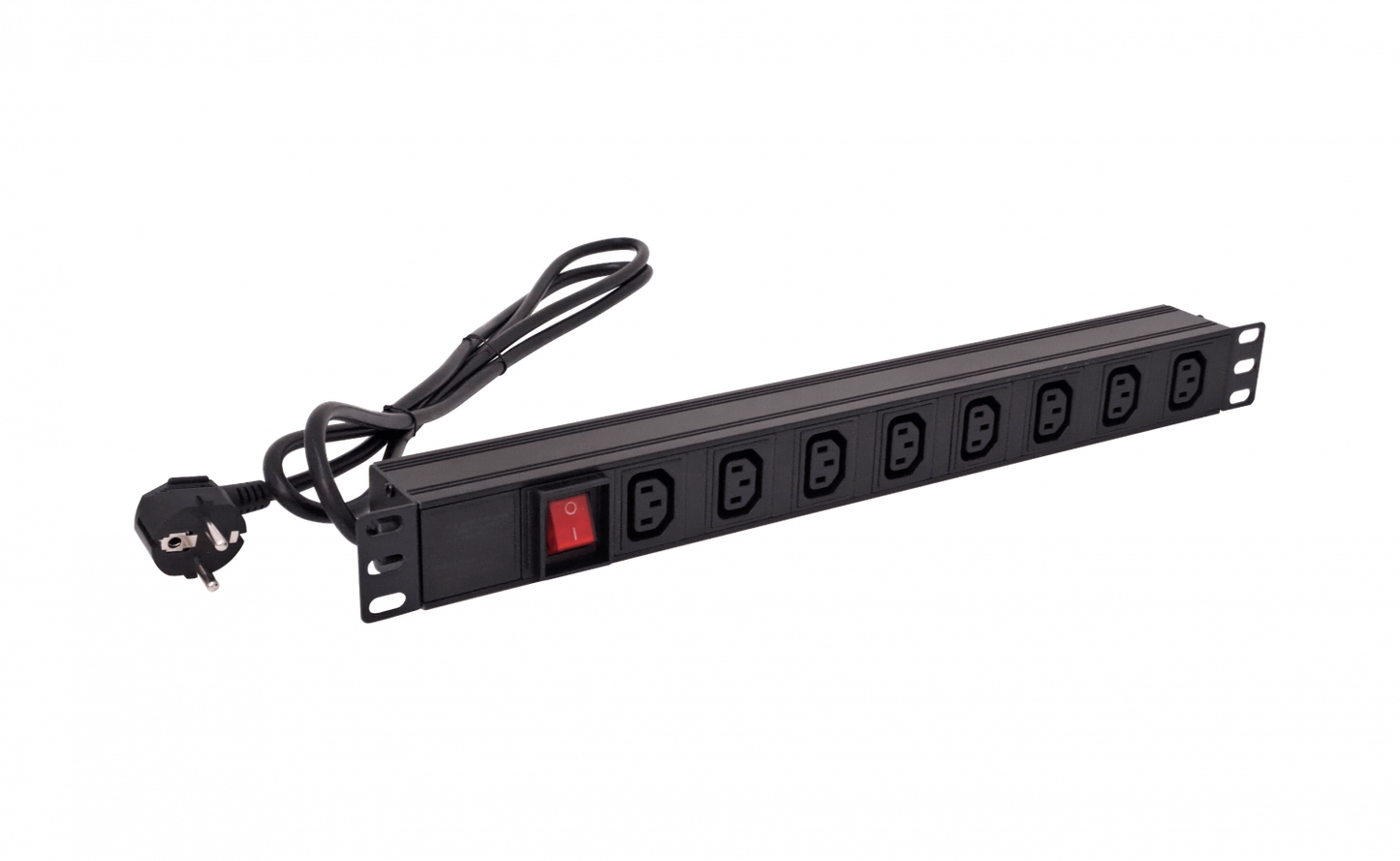 RG8-C13 Unidad de Distribución 8-Tomas-C13 Enchufe-Schuko-16A Rack-1U Interruptor Luminoso