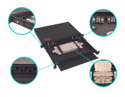 CFR24TF-D-LIQ LINKMADE SIN CAJA Bandeja Deslizante 24-ST-FC para Rack 1U requiere-Acopladores-Redondos