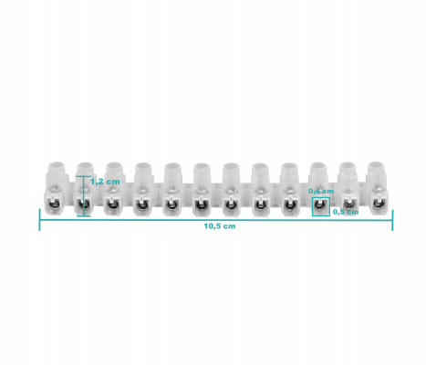 REGLETA-6A 6-Ampere 1mm2 12-Pares Regleta-Tornillos 380V-Max 6A-Max 105x15x12mm