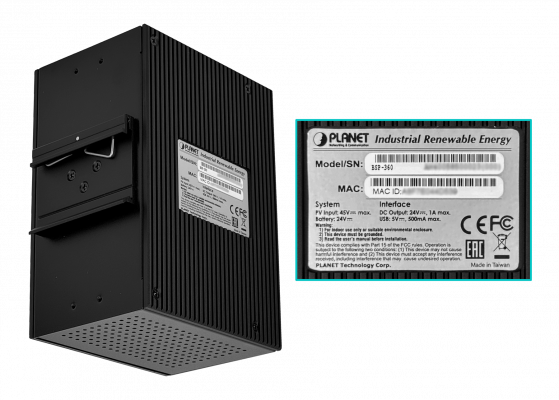 BSP-360 PLANET Switch Gestionable 5 Puertos 1000-PoE+ Alimentación Solar PV24-45V/120W Requiere Batería 24V Carril DIN