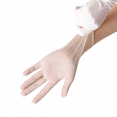GUANTEM 100-unidades Talla-M 50-pares Guante de PVC Blanco Descartable Medium Mediano