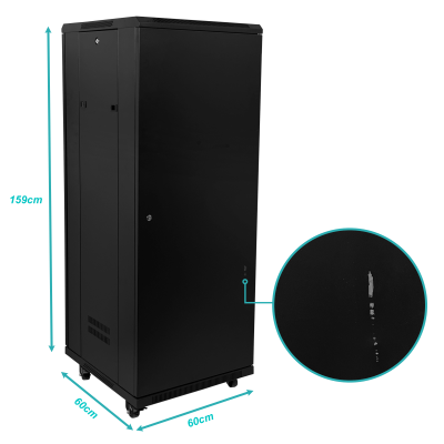 RK32-6L-LIQ. LINKMADE Gabinete Reacondicionado Cristal Suelo 32U/140cm Profundidad 600mm Ancho 60cm Incluye Unidad Distribución Energía-Ventilada