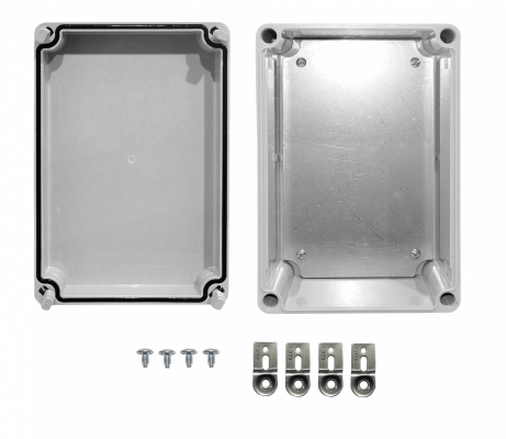 TJ-AG-2819 Caja estanca TIBOX de plástico gris con tapa del mismo color, dimensiones 280x190x130 mm, IP66, RoHS, incluye placa de montaje