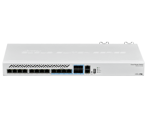 CRS312-4C+8XG-RM Switch MIKROTIK que requiere 2 cables C13 con 8 puertos de 10G, 4 puertos combo SFP+ de 10G y 1 puerto de consola con sistema operativo de licencia nivel 5