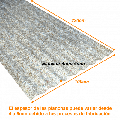 PS-40-ONDU Placa ondulada IBAPLAC de 4mm a 6mm de espesor, 1x2,2 metros, fabricada con Tetrapack reciclado, superficie total de 2,2m² (100x220cm)