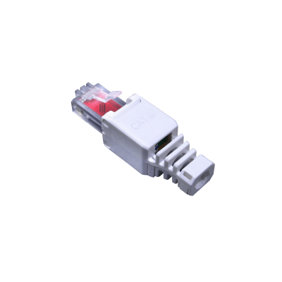 RJ6P-W Conector Macho RJ45 Cat6 UTP Auto-Engarzable Blanco para Cable Sólido/Trenzado
