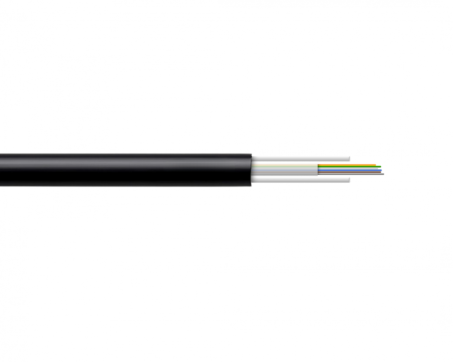 CFM706 Cable de Fibra Óptica Multimodo OM1 de 6 Fibras, 1m, GYFXTY de 7,7mm con 2 Refuerzos FRP y Cubierta Exterior PE, Unitubo 6x62
