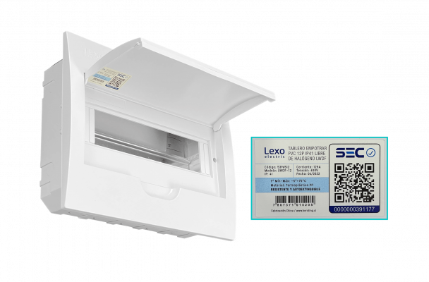 CADIN-12E LEXO Tablero para Embutir LSZH de 12 Módulos con Riel DIN, IP41, IK08, Código 5396512
