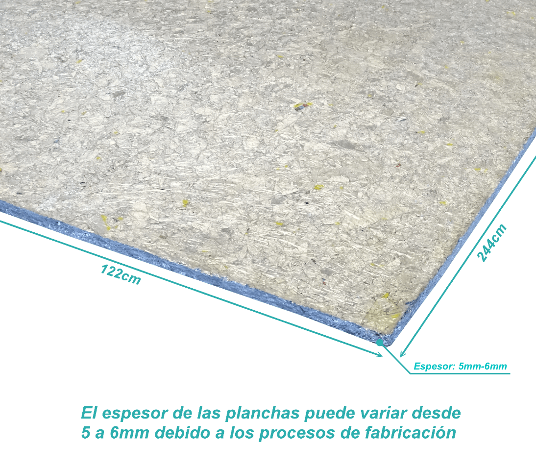 PT-60 TECAPLAK 5mm-6mm resistente al agua Polialuminio Reutilizado 1,22x2,44m Lámina