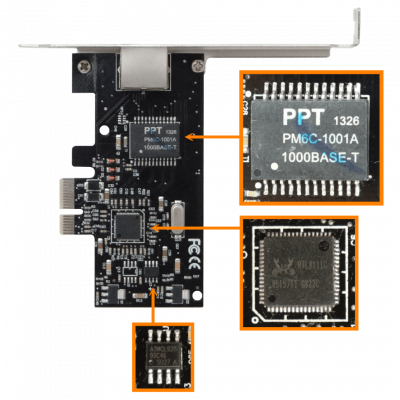 UT-2PCIELAN UTEK Adaptador de Red PCIe x1.1 10/100/1000Mbps con Chipset Realtek RTL8111C