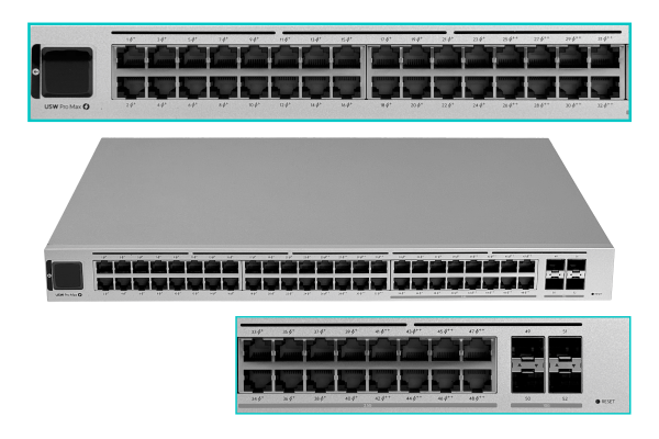 USW-PRO-MAX-48-POE UBIQUITI 16-2500 32-1000 PoE 720W-total 4-SFP+10G necesita-UniFi Conmutador Capa 3
