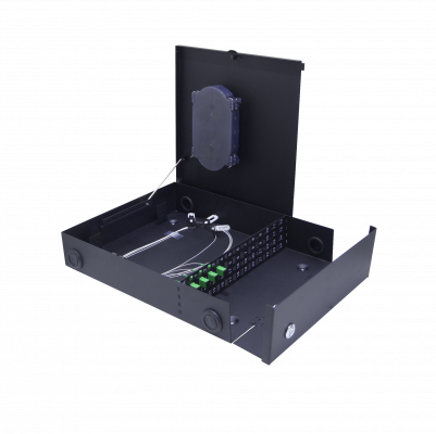 CFM-TFCL Caja Mural Negra para Fibra Óptica 24 Puertos SC/LC y ST/FC 423x325mm con 4 Adaptadores SC/APC