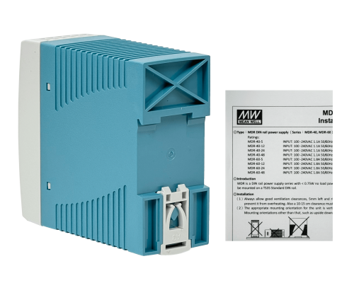 MDR-40-24 MEANWELL 24VDC 41W 1,7A Riel-DIN Fuente-Poder Ajustable Ancho-42mm