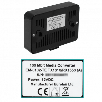 EM-0102-TE Kit de Conversión de Medios EUROLAN SM Monomodo 1-SC 1310/1550nm Alcance 20km 2-Canales 100Mbps Switch de 3 Puertos Fibra