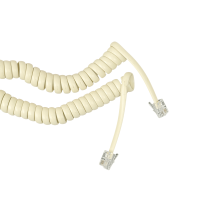 MT-1279 MACROTEL RJ9 M-M 7,5mt Cable Micrófono Helicoidal 4P4C-7,7mm Tonalidad Crema