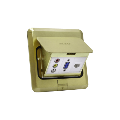 RST-M3P RJ45 3-RCA VGA-r Caja a Piso Abatible Metal 103x99x55mm Tapa-118x120mm
