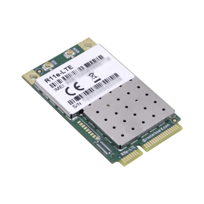 R11E-LTE MIKROTIK 2 conectores U.FL LTE Bandas 1/2/3/7/8/20/38/40 3G Release 7 2G Clase 12 MiniPCIe