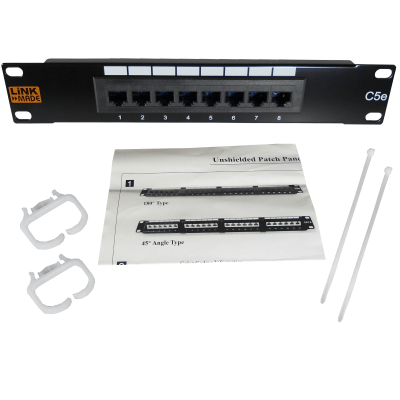 PP508L LINKMADE 8-RJ45 10-PULGADAS 1U CAT5E UTP PANEL DE PARCHEO CERTIFICADO UL