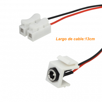 K2155 Conector Keystone hembra 5,5x2,1mm con latiguillos de 13cm y regleta de 2 pines