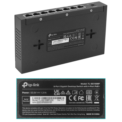TL-SG1008P TP-LINK 8-1000(4-PoE48V-af) 53W-total Switch no-Admin no-Rack