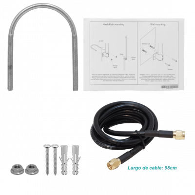 915-OMNI-ANTENNA MIKROTIK Antena Omnidireccional 915MHz (900-928MHz) 50cm 360x30º conector SMA-H/M y cable de 1 metro