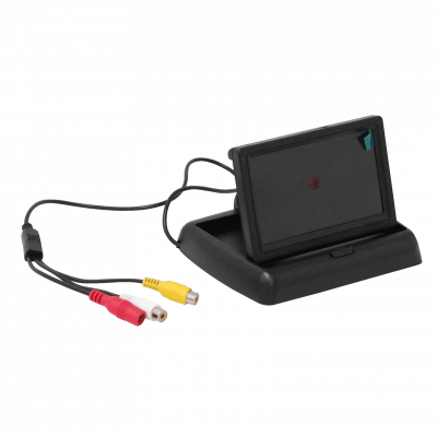 P4P Monitor 4-pulgadas Pantalla Analógica 2-Conectores-RCA Hembra Plug-5,5x2,1mm Uso Automotriz/Pared