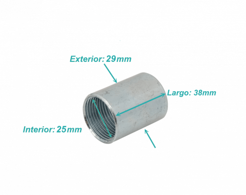 M34-COM. IMC 3/4-Pulg Copla Largo-38mm Hilo Inter. 25/29mm-Diam-int/ext Zincado