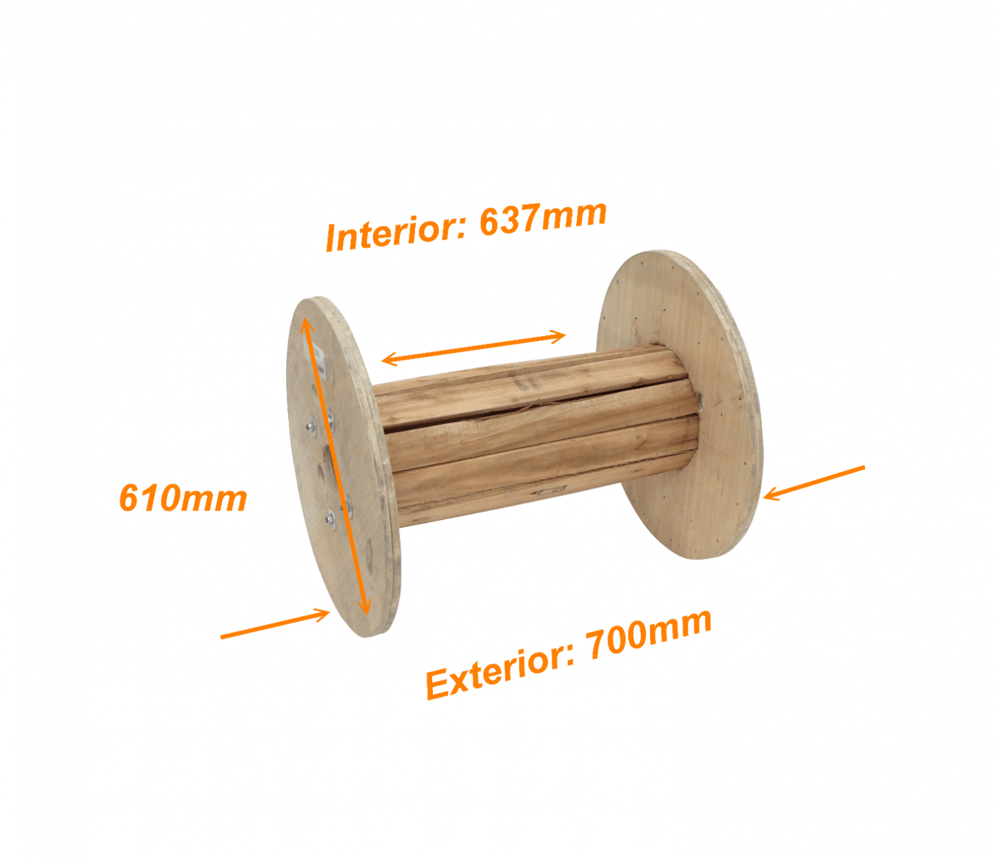 CARE-2 Bobina Vacía de Madera de 60cm de Diámetro y 70cm de Ancho para Cable de Fibra Óptica