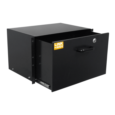 RAC-6U LINKMADE Bandeja porta-equipos 6U con cerradura color negro para armario rack altura 6 unidades profundidad 30cm