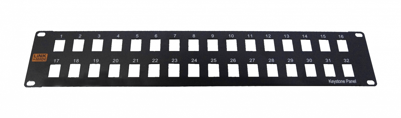 PP232L LINKMADE Panel de parcheo metálico de 32 puertos Keystone sin soporte, 2U, descargado