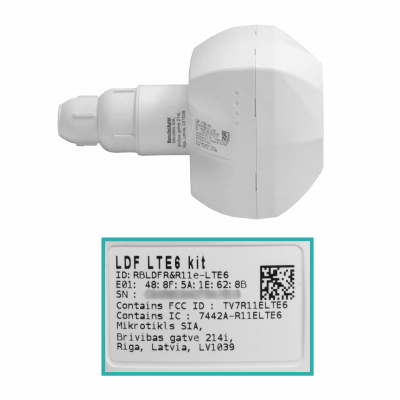 LDF-LTE6-KIT MIKROTIK CAT6 8dBi 300/50Mbps LTE 1 Tarjeta SIM 66º Capa 3 1 Puerto 100 Incluye 24V