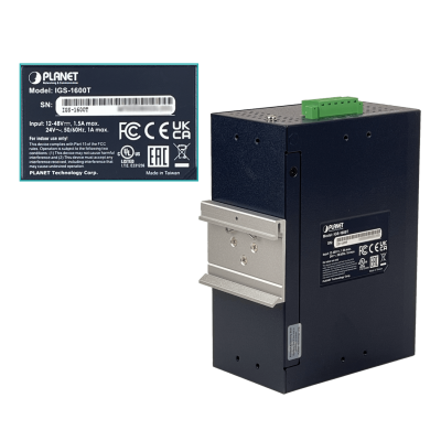 IGS-1600T PLANET Conmutador Industrial de 16 Puertos 10/100 Mbps No Gestionable Montaje en Carril DIN IP30 Alimentación 12-48VDC