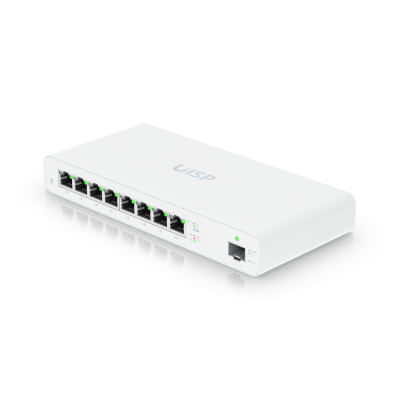 UISP-R UBIQUITI Micro-enrutador PoE 8 puertos Gigabit 24V 110W totales 1 SFP Bluetooth incluye fuente 27V/120W