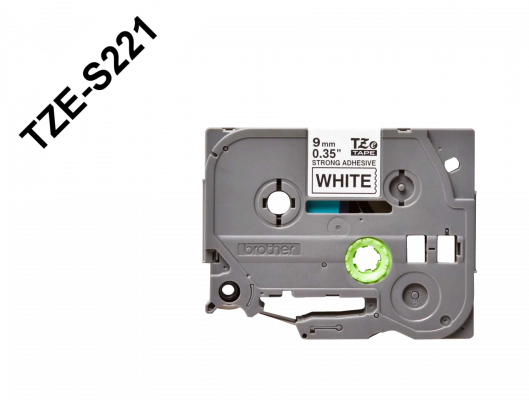 TZE-S221 BROTHER Rotuladora 9mm Negro sobre Blanco Cinta 8mt para-PT-H110 Adhesivo-Reforzado