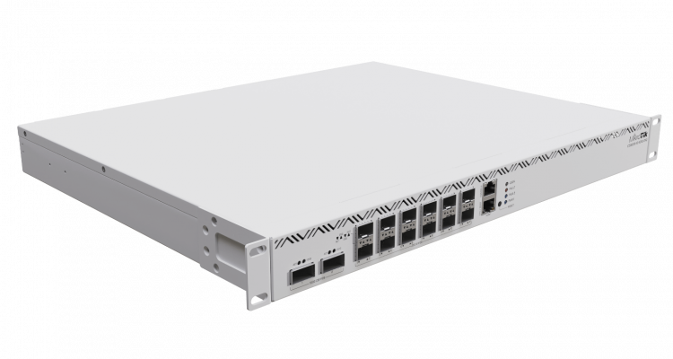 CCR2216-1G-12XS-2XQ Enrutador MIKROTIK con 2 puertos QSFP28 de 100G, 12 SFP28, 1 gestión 1000Base-T, licencia L6, doble fuente 220 VAC, requiere cables C13