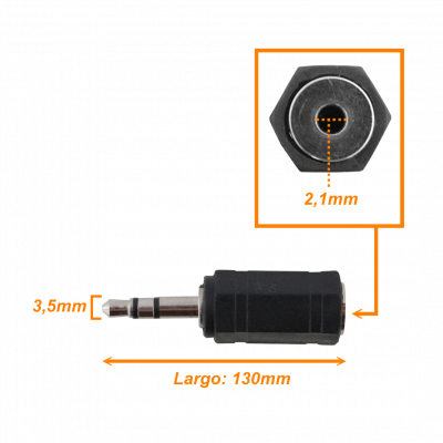 ASM23 Adaptador Convertidor de Audio Estéreo Hembra 2,5mm a Macho 3,5mm Phone 3/32-1/8