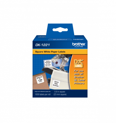 DK1221 Brother 23 x 23 mm 1000 Unidades Etiquetas Autoadhesivas de Papel Blanco Compatibles con Serie QL