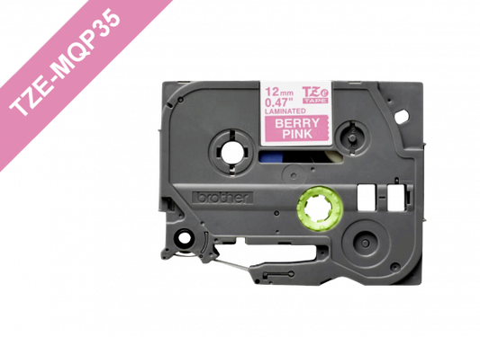 TZE-MQP35 BROTHER 12mm Blanco sobre Fondo Rosado Cinta 5 metros para PT-H110/E300/H200