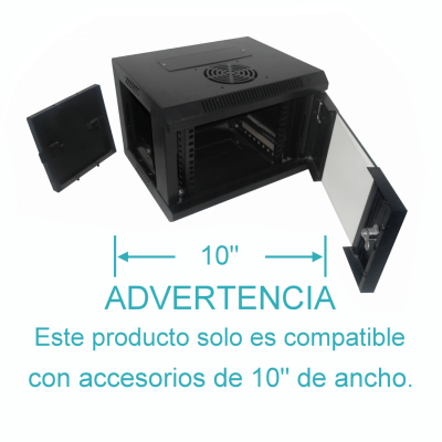 RK1004-3L LINKMADE Armario Rack de 4 Unidades, 10 Pulgadas de Ancho y 30cm de Fondo, Negro con Puerta de Cristal